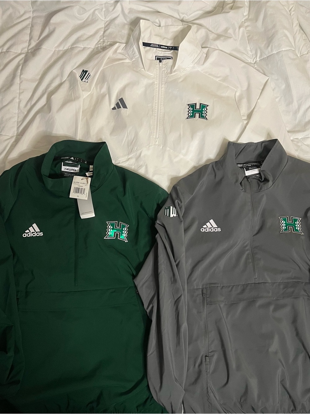 3 Adidas Hawaii Quarter Zip Lightweight Woven Jacket Bundle Size L *READ DESC*